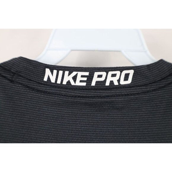 Nike Pro Mens Medium Fitted Striped Knit Running Jogging Gym Training T-Shirt - Picture 10 of 14